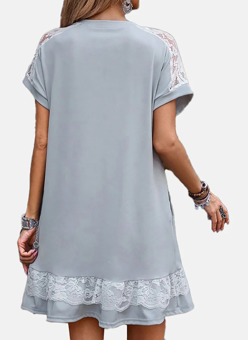 YUNIQEE Lace Trim Mini Dress