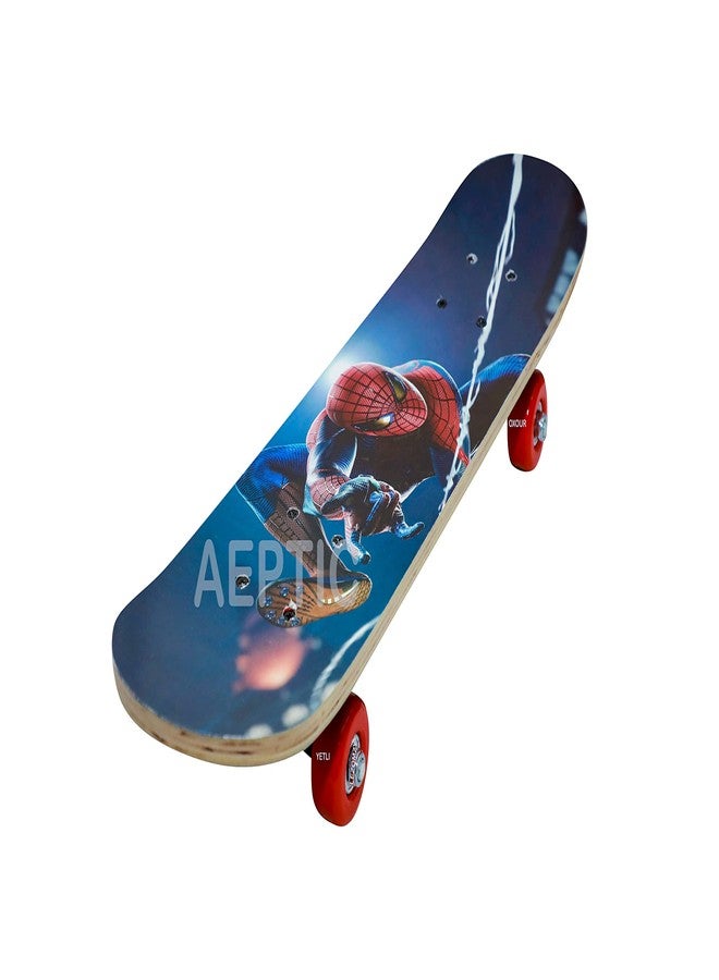 Sell pluse® Portable Skateboard, 4 Wheels Skate Boards, Mini Cruiser Skateboard, Beginners Long Board, for Kids/Adults-Multi Color (Spiderman) - Image 2