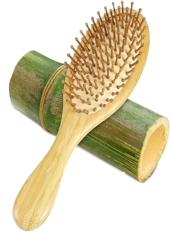 Defflo Wooden hair brush for Women & Men, Natural Bamboo Hairbrush for Hair Growth, Bristles Detangling Paddle hair brushes for men women Curly hair, Hairbrush for Massaging Scalp with flat paddle brush comb - Image 1
