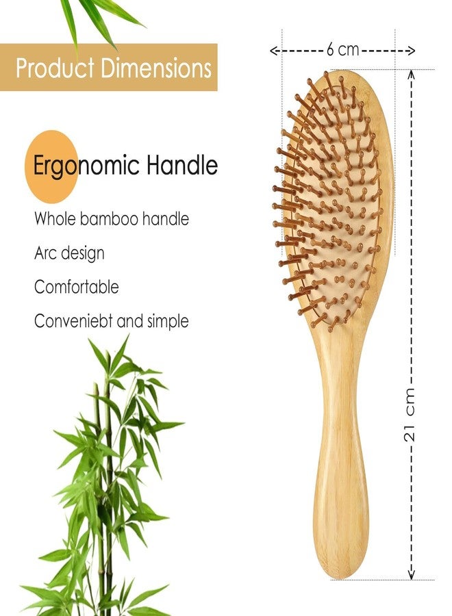 Defflo Wooden hair brush for Women & Men, Natural Bamboo Hairbrush for Hair Growth, Bristles Detangling Paddle hair brushes for men women Curly hair, Hairbrush for Massaging Scalp with flat paddle brush comb - Image 2