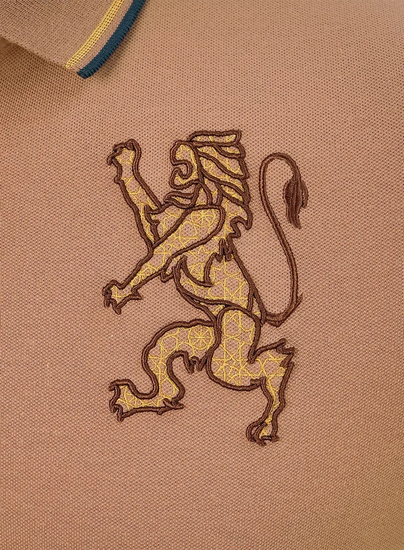 GIORDANO  Men's 3D Lion Polo: Slim Fit, Bold Embroidery, Premium Pique for Men | Best Price UAE