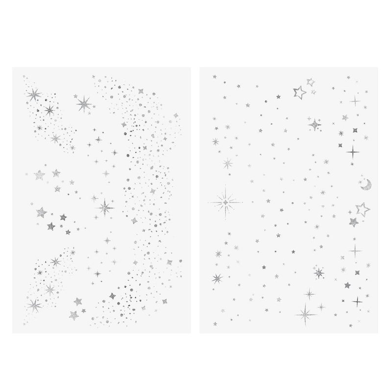 Flash+Tattoos Flash Tattoos Fairy Dust Metallic Temporary tattoos-2 sheet mini pack | Includes over 23 premium silver foil giltter tattoos | face glitter, face gems, festival, face freckles, celestial, moon - Image 3