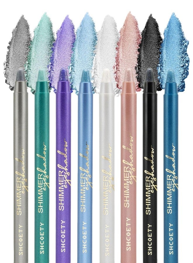 RoseFlower 8 Colors Glitter Eyeshadow Stick Colorful Set, Waterproof Eye Shadow Sticks, Cream Eyeshadow Pencil Makeup Set, High Pigmented Waterproof & Long Lasting Contour Stick, EyeLiner Makeup for Women - Image 1