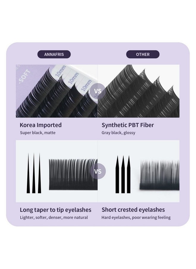 ANNAFRIS 16 Rows Volume Classic Eyelash Extension 0.10 D Curl 11Mm Matte Black Individual False Eye Lashes Extension Salon Use Natural Soft Fake Eyelashes Supplies (0.10 D 11Mm)  - Image 2