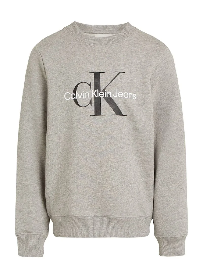 Calvin Klein Jeans Kids' Logo Sweatshirt - Cotton, Grey