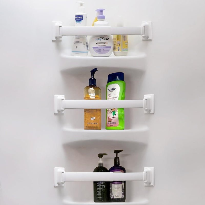 Safoner Adjustable RV Shower Corner Storage Bar- Durable Aluminum RV Corner Caddy for Shower Organization- Essential RV Bathroom Accessory- 3 Packs - Image 1