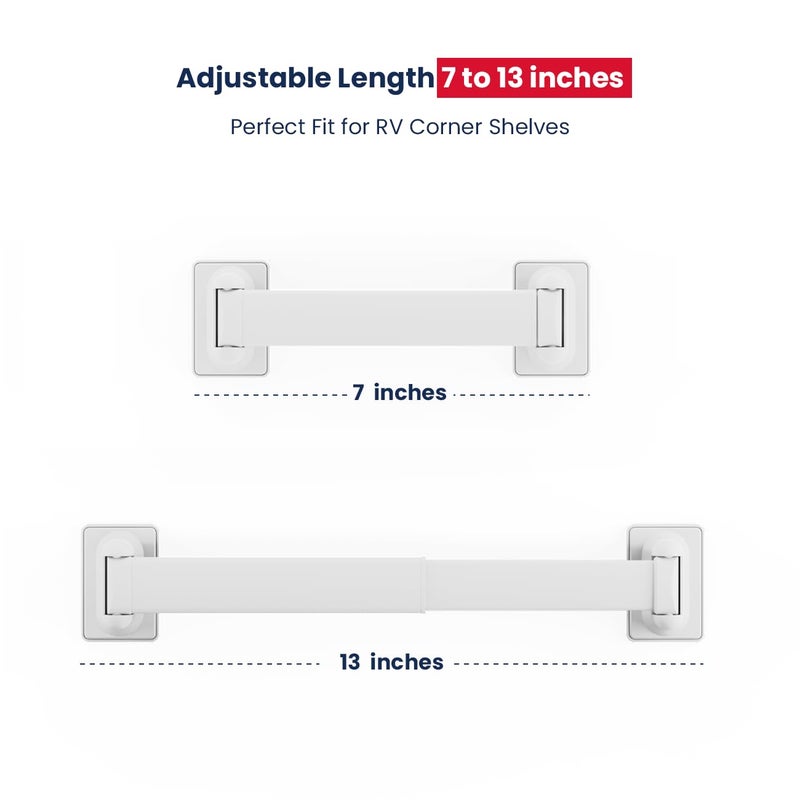 Safoner Adjustable RV Shower Corner Storage Bar- Durable Aluminum RV Corner Caddy for Shower Organization- Essential RV Bathroom Accessory- 3 Packs - Image 3