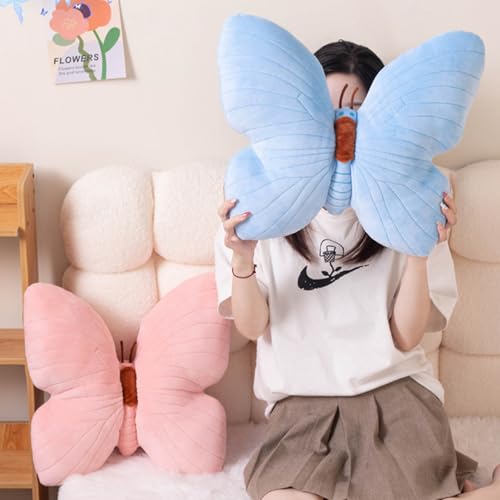 PEACH CAT Butterfly Pillow Decorative Butterfly Shaped Throw Pillows 157 x 157 Cute Plush Cushion Decor for Bedroom Living Room Sofa Couch Blue - Image 3