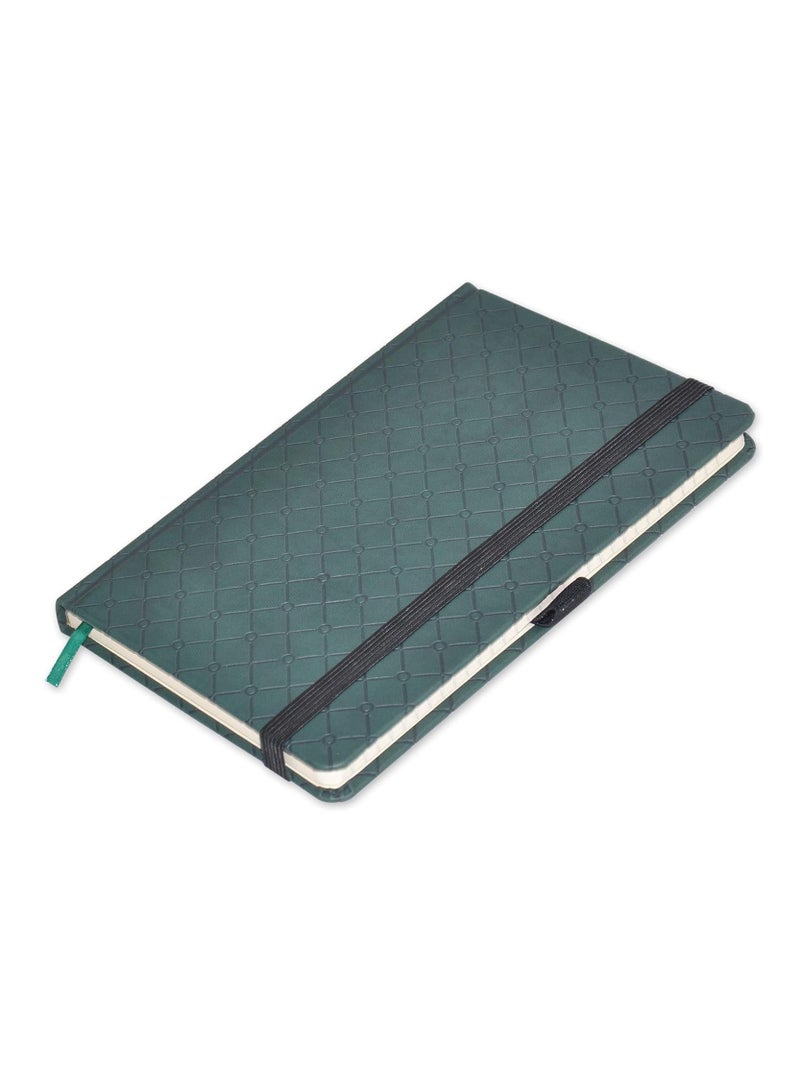 FIS® Executive Notebook, Size 13x21CM, 96 Sheets Single Line With Elastic PU Window Green Design 2 -FSNBEX13X21GRD2 - Image 1
