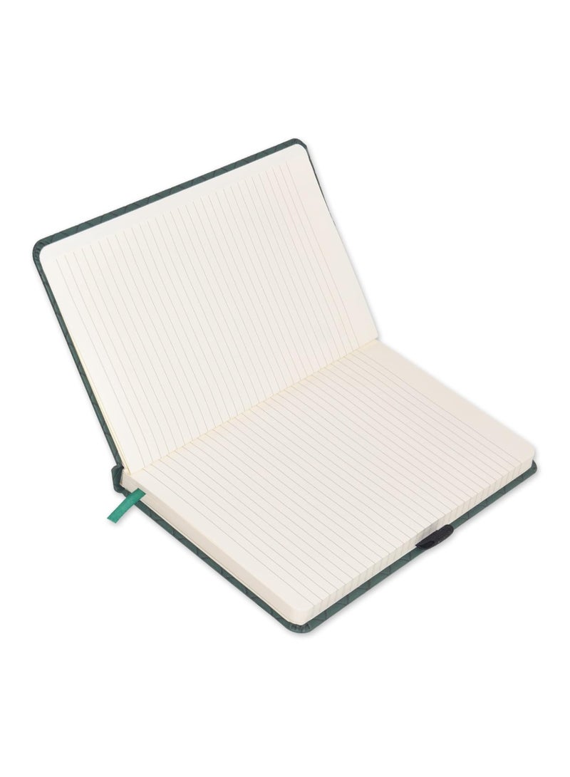 FIS® Executive Notebook, Size 13x21CM, 96 Sheets Single Line With Elastic PU Window Green Design 2 -FSNBEX13X21GRD2 - Image 2