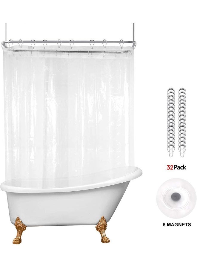 Riyidecor Clawfoot Tub Wrap Around Shower Curtain Liner Freestanding Bathtub All Around 180x70 Inch with Clear Foot Tub Round Surround Oval Extra Wide Metal Shower Hooks Included Heavy Duty - Image 3