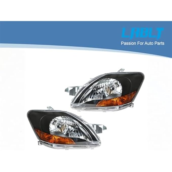LABLT Headlights Replacement For 20072011 Toyota Yaris Sedan Black Housing Projector Headlights Pair LeftRight Side Passenger Driver Side - Image 2