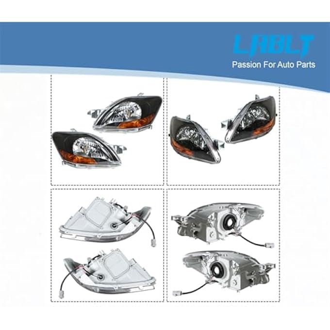 LABLT Headlights Replacement For 20072011 Toyota Yaris Sedan Black Housing Projector Headlights Pair LeftRight Side Passenger Driver Side - Image 5