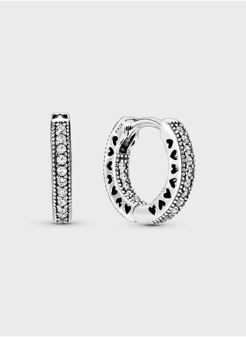 PANDORA PavÃ Heart Hoop Earrings - Image 1