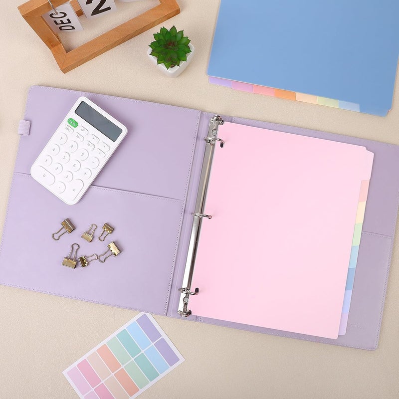 Skydue Durable Plastic 8-Tab Dividers,6sets,Big Tab Dividers for 3 Ring Binder, Write&Erase 3 Ring Binder Dividers with Tabs,with Sticker Labels，Pink - Image 3