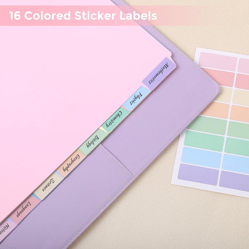 Skydue Durable Plastic 8-Tab Dividers,6sets,Big Tab Dividers for 3 Ring Binder, Write&Erase 3 Ring Binder Dividers with Tabs,with Sticker Labels，Pink - Image 5