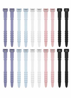 Y&D Cable Ties, Silicone Zip Reusable Rubber Ties Straps, for Wire Management, Elastic Organizer, Home Office Table Desk. 4.5”, 20pcs (White, Black, Pink, Purple, Blue)  - Image 4