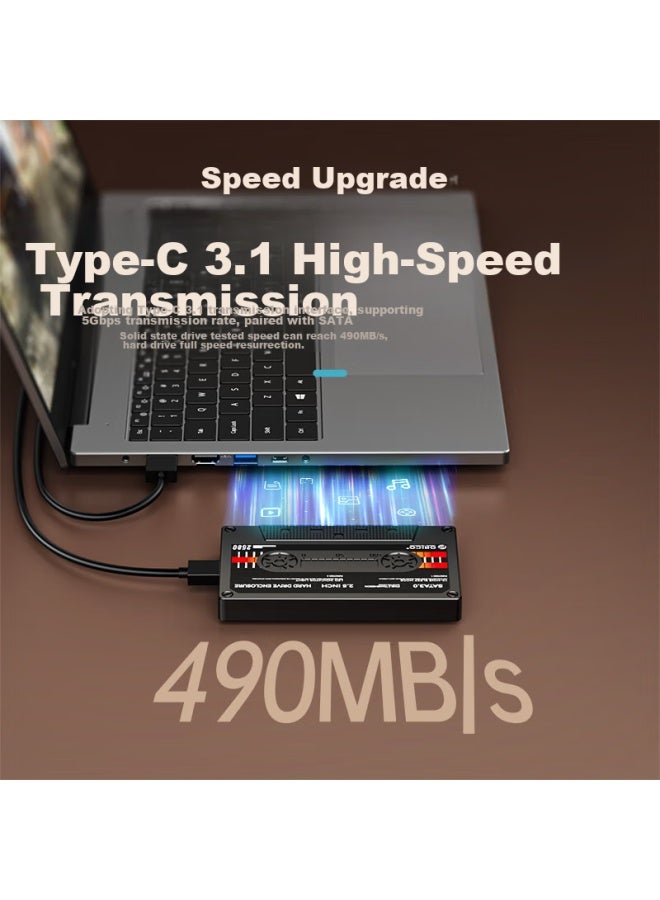 Orico External Hard Drive Enclosure, 2.5-inch Type-c Serial Sata, For Computer And Laptop, External Case For Ssd And Mechanical Hard Drives, Retro Tape Design - Image 1