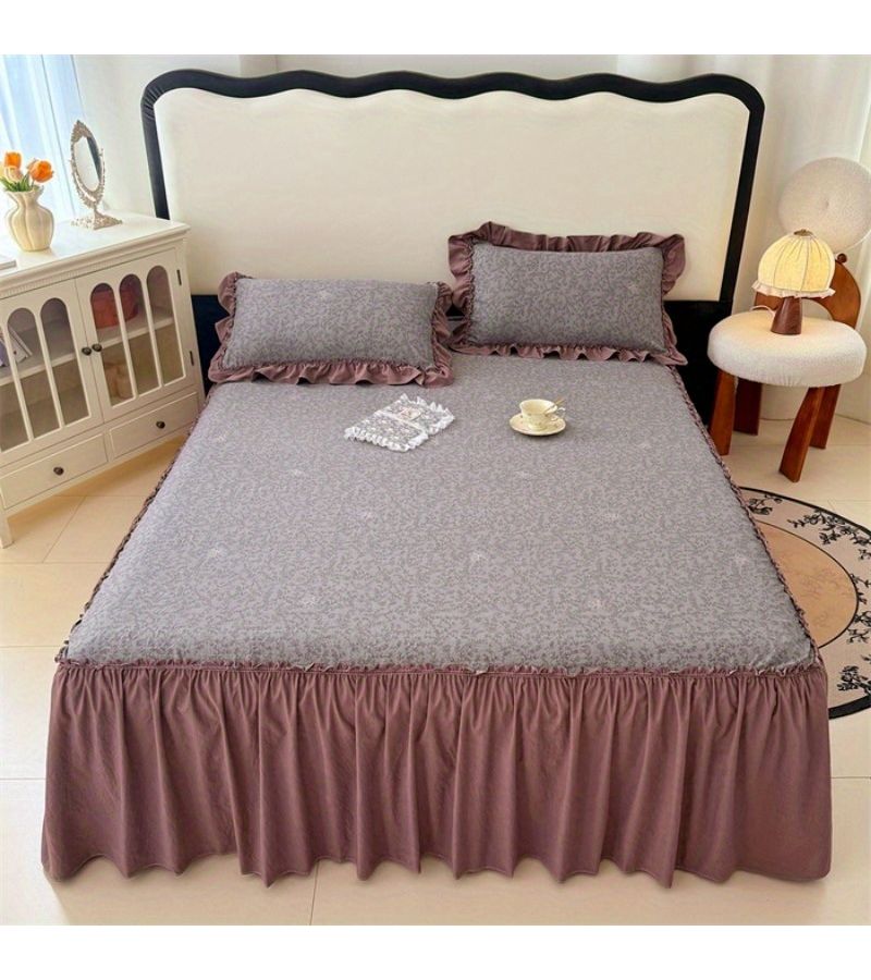 Queen Size Water Washable Double Layer Gauze Bed Skirt - Image 4