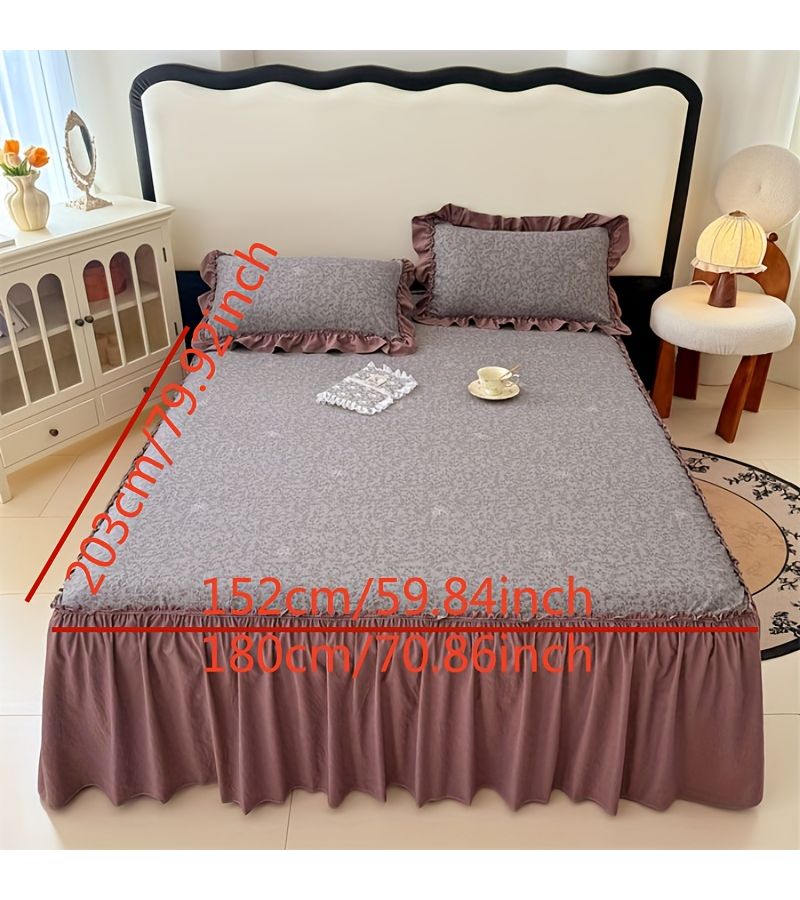 Queen Size Water Washable Double Layer Gauze Bed Skirt - Image 3