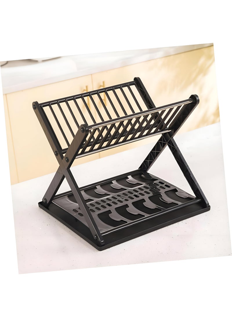 Two-Tier Dish Organizer With An X-Shaped Leak-Proof Drawer, Small Dish Drying Rack For Efficiently Organizing Plates In Your Kitchen Setup - pzsku/Z83B84B3CE7366C103483Z/45/_/1730125370/f517612e-a46f-4c87-8caf-143db4f0e0f6