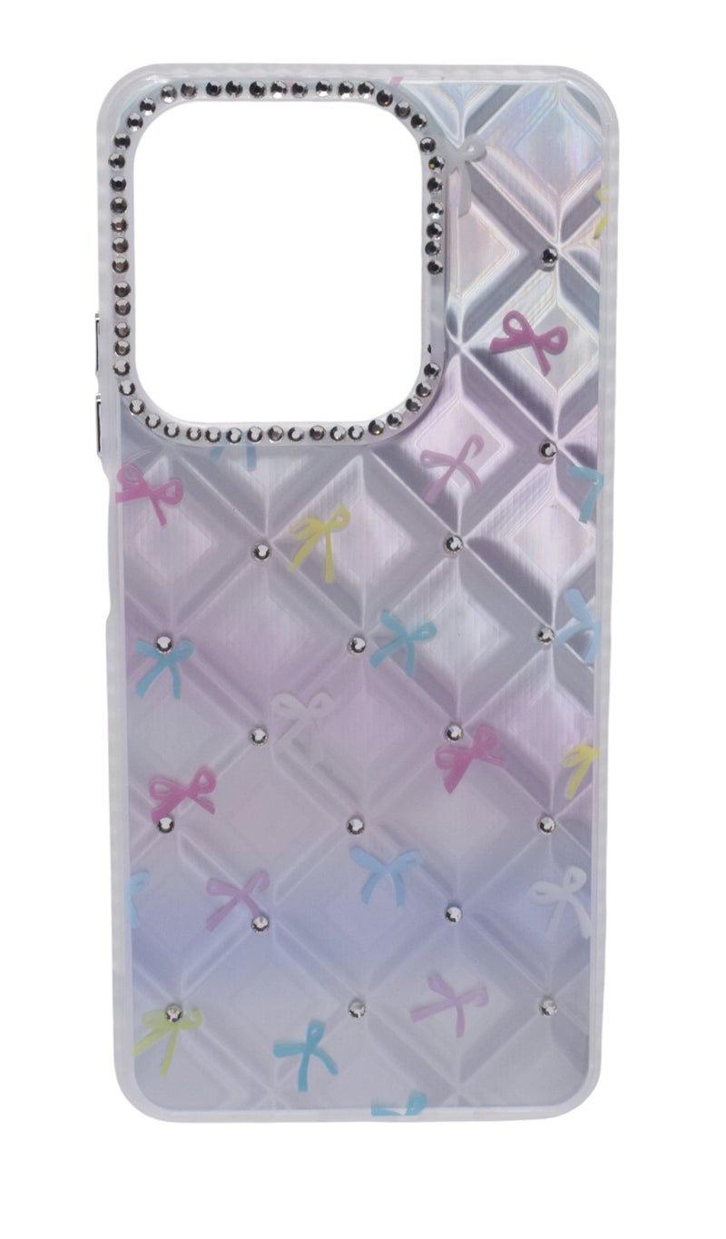 TPU Bows Printed Back Cover Case with Rhinestone Camera Border For OPPO A5 Pro - Multicolor