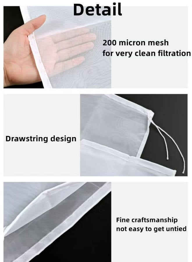4pcs Food Grade Soy Milk Filter Bags Vegetable juice filter bag, 200Mesh 75Micron 20*30CM Fine Mesh Bag Milk Filter Bag All Purpose Food Strainer Nylon Cheesecloth - Image 2