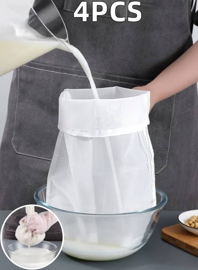 4pcs Food Grade Soy Milk Filter Bags Vegetable juice filter bag, 200Mesh 75Micron 20*30CM Fine Mesh Bag Milk Filter Bag All Purpose Food Strainer Nylon Cheesecloth - Image 1