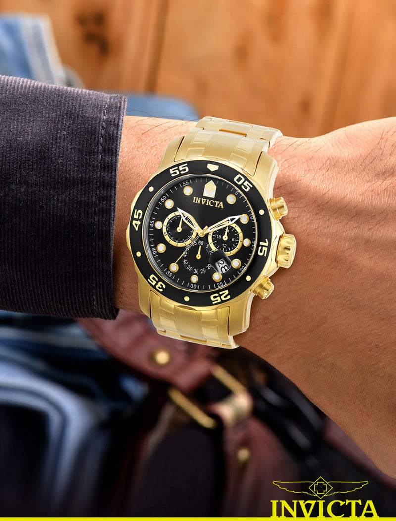 Invicta Men's 0072 Pro Diver Collection Chronograph 18k Gold-Plated Watch - Image 2