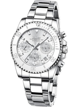 BIDEN Women Elegant Chronograph Rotatable Bezel Mineral  display picture 1
