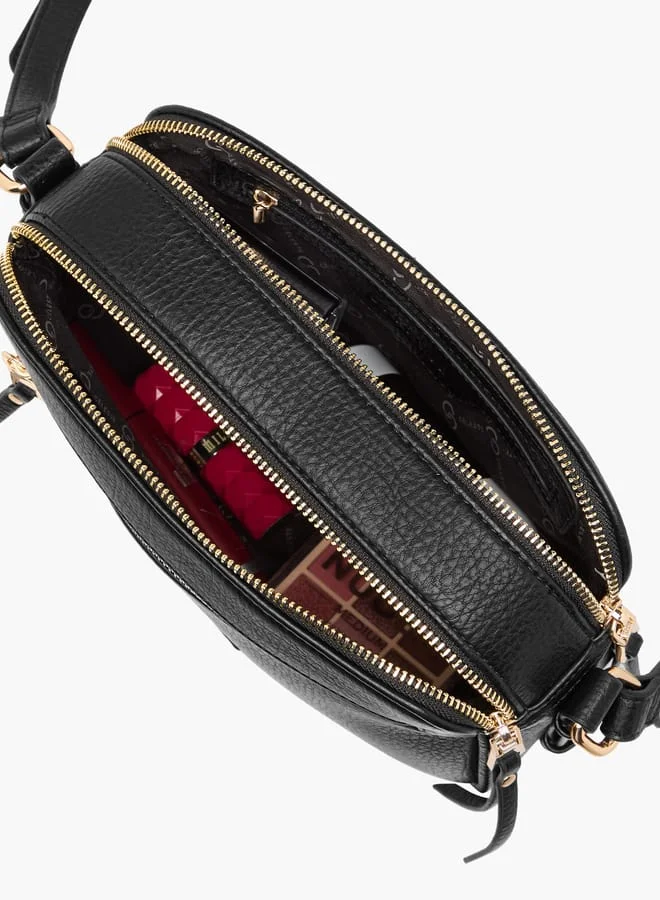 Celeste Women Textured Crossbody Bag with Zip Closure and Adjustable Strap