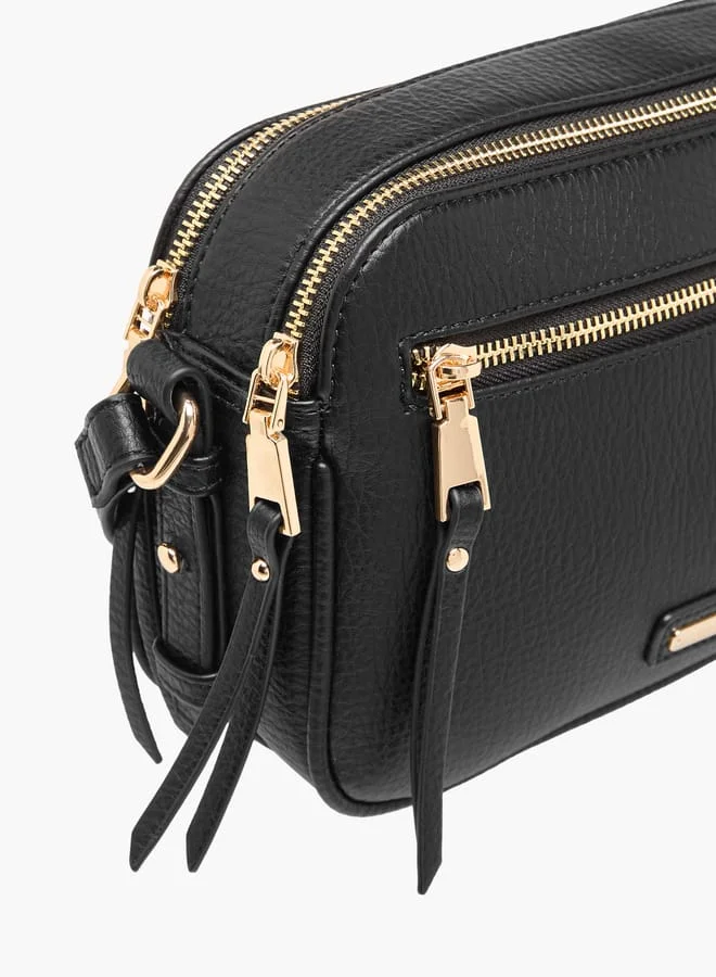 Celeste Women Textured Crossbody Bag with Zip Closure and Adjustable Strap