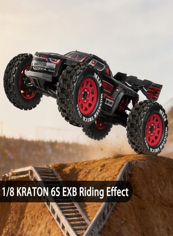 LRFHL MX38 F/R 3.8" RC Tire and Wheels 1/8 RC Monster Truck Tires with 17mm Hex Adapter for Arrma Notorious Outcast Kraton 6S Traxxas E-Revo 1/7 1/8 RC Truck Car (4PCS, Red) - Image 2