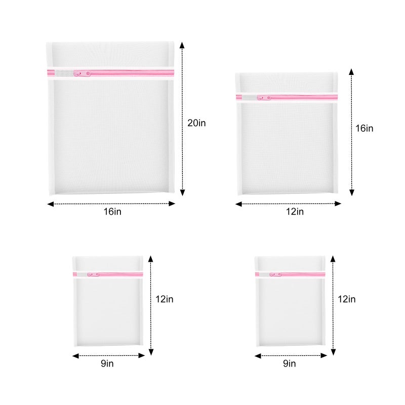 MIAETFH 4Pcs Mesh Laundry Bags, Lingerie Bags for Washing Delicates,Mesh Wash Bags for Toy Storage & Cleaning, Travel Storage Organizer Bag, Dorm Room Essentials (1 Large, 1 Medium, 2 Small) (Fine Net) - Image 2