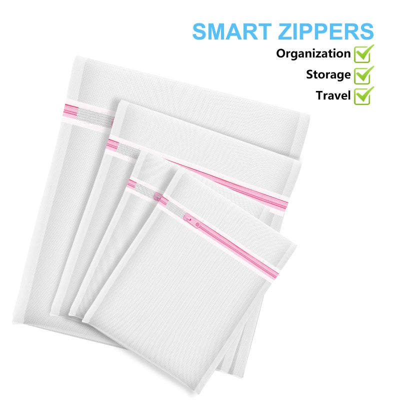 MIAETFH 4Pcs Mesh Laundry Bags, Lingerie Bags for Washing Delicates,Mesh Wash Bags for Toy Storage & Cleaning, Travel Storage Organizer Bag, Dorm Room Essentials (1 Large, 1 Medium, 2 Small) (Fine Net) - Image 5