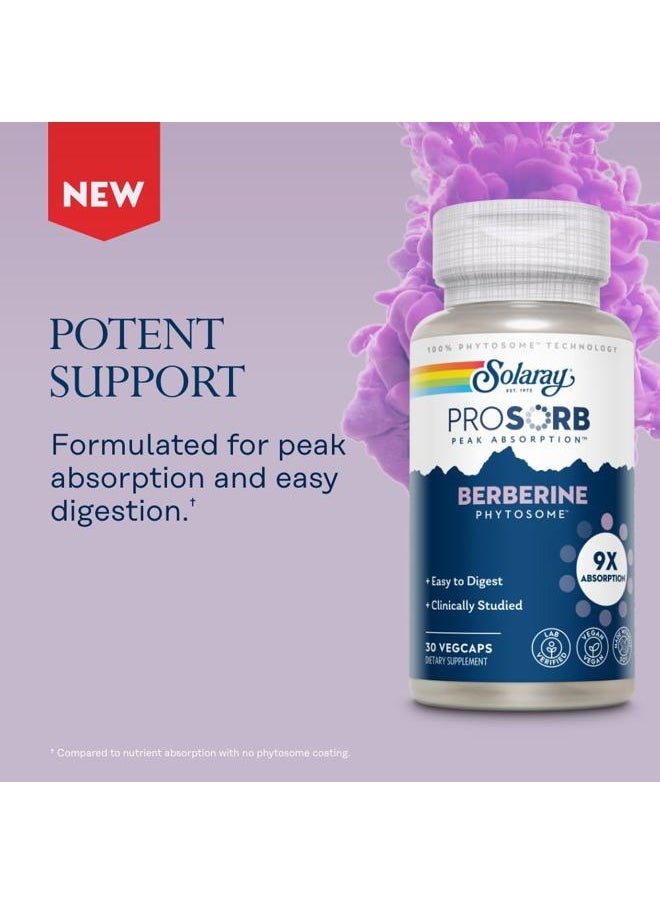 Solaray - Solaray Berberine Phytosome - 9X Absorption and Easy-to-Digest - Standardized to 30% Berberine HCl - Vegan, Made Without Soy - 60-Day Guarantee - 30 Servings, 30 VegCaps - Image 1