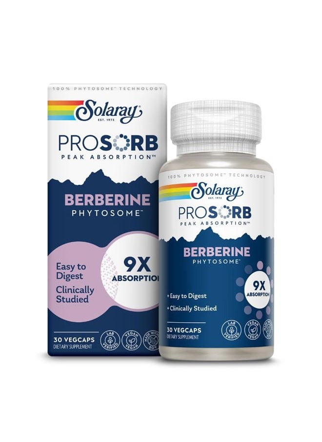 Solaray - Solaray Berberine Phytosome - 9X Absorption and Easy-to-Digest - Standardized to 30% Berberine HCl - Vegan, Made Without Soy - 60-Day Guarantee - 30 Servings, 30 VegCaps - Image 1