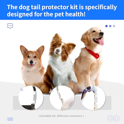 FEXICHUJI 13 Pcs Dog Tail Protector Bandage Set - Sterile Vet Wrap Gauze, Breathable Mesh Tail Dressing and Self-Adhesive Pet Bandage for Wound Care. Happy Dog Paw Nail Bandages, Paw Wounds for Pet Animals - Image 5