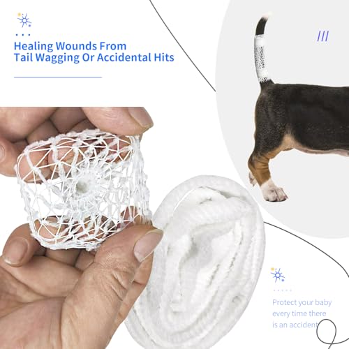 FEXICHUJI 13 Pcs Dog Tail Protector Bandage Set - Sterile Vet Wrap Gauze, Breathable Mesh Tail Dressing and Self-Adhesive Pet Bandage for Wound Care. Happy Dog Paw Nail Bandages, Paw Wounds for Pet Animals - Image 3