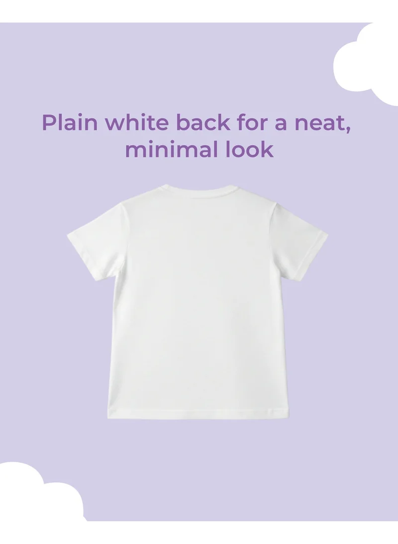 Luay Pink Girls 100% Cotton T-Shirt & Shorts Set | Kids Summer Casual Outfit | Soft Breathable Fabric | Floral “A Nice Day” Print | White T-Shirt with Pink Shorts for Women | Best Price UAE