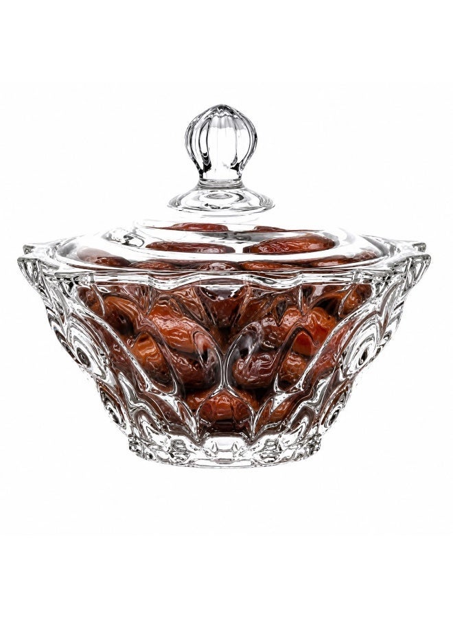 Elegant, versatile glass dish for serving dates and nuts. - Image 1