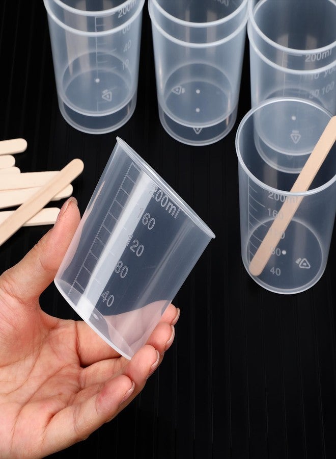 Konohan 200 Pack 6.8oz/200ml Plastic Measuring Liquid Cups Medicine Mixing Cups Disposable Graduated Beakers Bulk Clear Beaker with Graduated for Laboratory, Liquid, Acrylic Paint Art, Medicine - Image 3