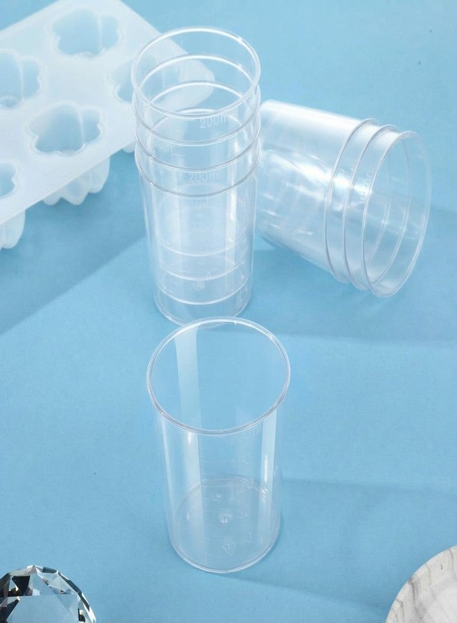 Konohan 200 Pack 6.8oz/200ml Plastic Measuring Liquid Cups Medicine Mixing Cups Disposable Graduated Beakers Bulk Clear Beaker with Graduated for Laboratory, Liquid, Acrylic Paint Art, Medicine - Image 5