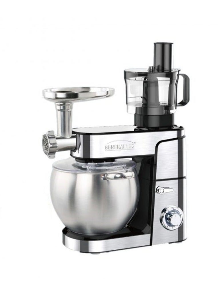 Generaltec 12L Stand Mixer – 2000W Powerful Motor | 6-Speed + Pulse | Full Steel Gears | Blender, Meat Grinder, Sausage Maker, Citrus Juicer | Stainless Steel Bowl | Blue Light Control Knob | Model GM412L | 1-Year Warranty 2000 W GM4-12L