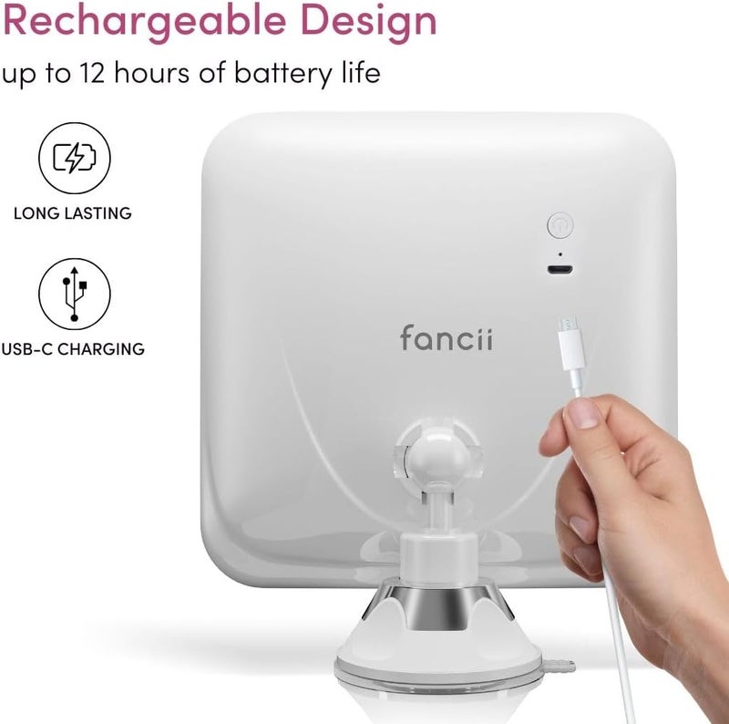 Fancii 20x Magnifying Makeup Mirror with LED Lights Rechargeable High Zoom  7inch Large Lighted Travel Mirror for Vanity and Bathroom Dimmable 3 Light Settings Strong Suction 360 Rotation - Image 5