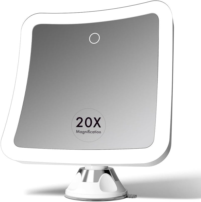 Fancii 20x Magnifying Makeup Mirror with LED Lights Rechargeable High Zoom  7inch Large Lighted Travel Mirror for Vanity and Bathroom Dimmable 3 Light Settings Strong Suction 360 Rotation - Image 1