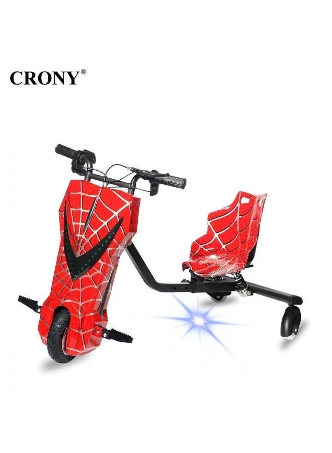 Crony JL009 8″ V-type drift car for kids, 250W motor, 36V battery, 3-speed modes, Shock Absorber Safety, 3 Wheel Electric Scooter,led lighting, smooth drift wheels, 18 km/h top speed, lightweight electric drift toy, easy control for beginners, fun drift action, ideal for kids who love drifting, racing, and scooter-style maneuverability, Bluetooth Speaker, Smooth Drift Wheels, 7–10KM Range, Lightweight Drift Toy With Safety Gear – JL009 Red Spid - Image 1