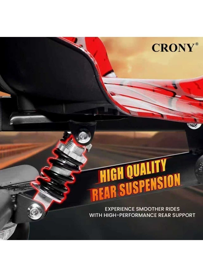 Crony JL009 8″ V-type drift car for kids, 250W motor, 36V battery, 3-speed modes, Shock Absorber Safety, 3 Wheel Electric Scooter,led lighting, smooth drift wheels, 18 km/h top speed, lightweight electric drift toy, easy control for beginners, fun drift action, ideal for kids who love drifting, racing, and scooter-style maneuverability, Bluetooth Speaker, Smooth Drift Wheels, 7–10KM Range, Lightweight Drift Toy With Safety Gear – JL009 Red Spid - Image 3