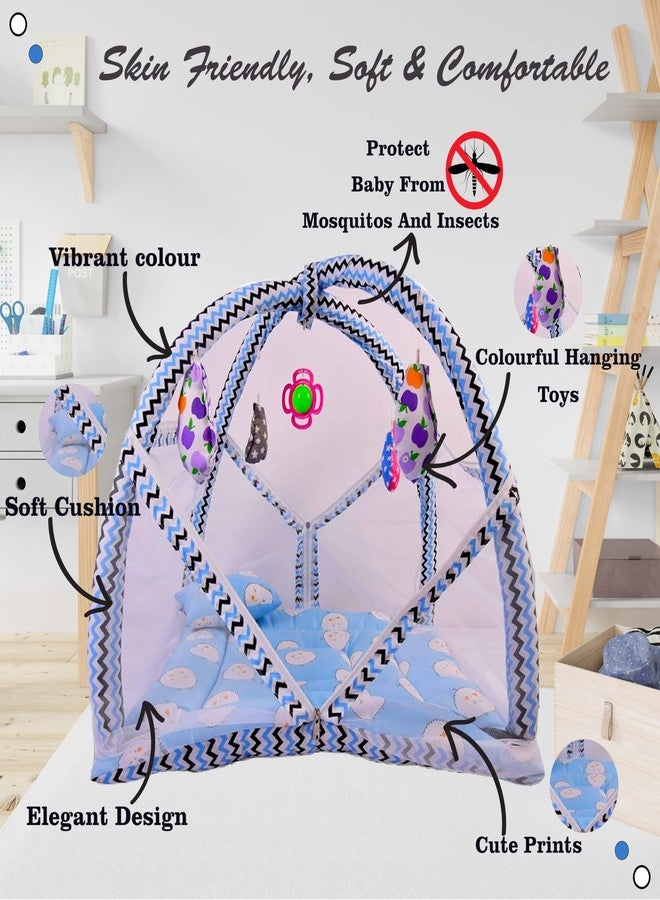 Kwitchy New Born Baby Luxury Bedding Set Play Gym Bed, Gadda Set, Nappy Changing Sheets & Carry Bag (Blue, 0-6 Months) (4PCS Set) - Image 3