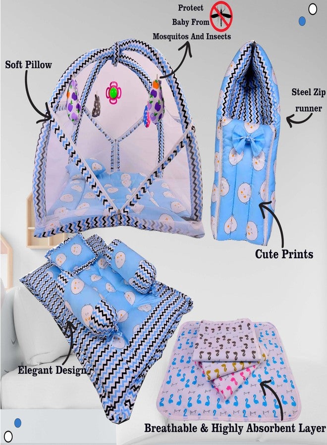 Kwitchy New Born Baby Luxury Bedding Set Play Gym Bed, Gadda Set, Nappy Changing Sheets & Carry Bag (Blue, 0-6 Months) (4PCS Set) - Image 2